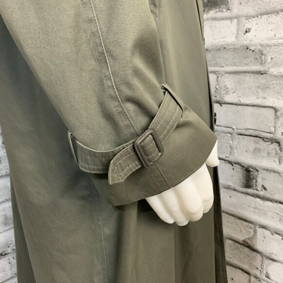 Vintage 90s London Fog Double Breasted Vented Olive GreenTrench Coat - Picture 4 of 15